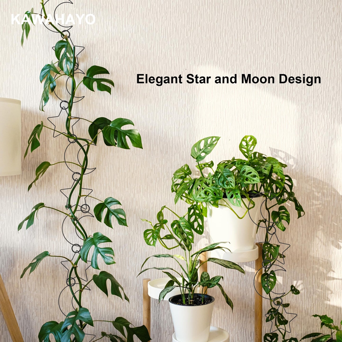 20 Pcs Chain Trellis for Climbing Plants, Plant Trellis Indoor and Outdoor, Garden Wall Trellis, Vine Support Plant Accessories for Monstera, Pothos, Ivy, Climbing Plants (Black Moon and Star)