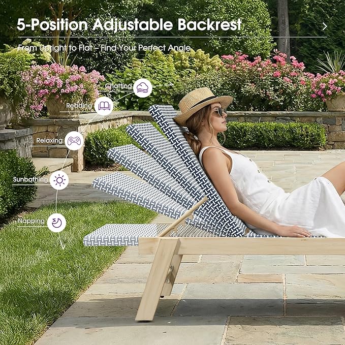 PURPLE LEAF Extra Large Patio Chaise Lounge 2 Pieces French Outdoor Wicker
