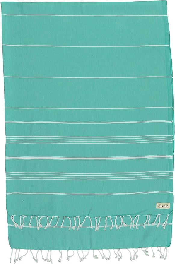 Bersuse Towels Anatolia XL Beach Blanket Throw Blanket Turkish Towel 100% Cotton Extra-Large Quick-Dry Lightweight Premium Peshtemal Towel - 61x82 Inches, Mint Green (Set of 6)