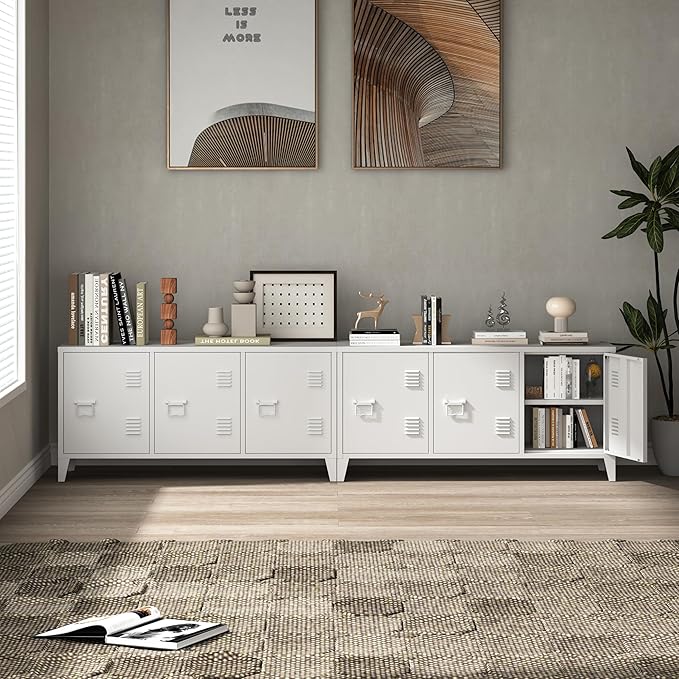 MIOCASA TV Stand 3 Door Metal Storage Locker Cabinet