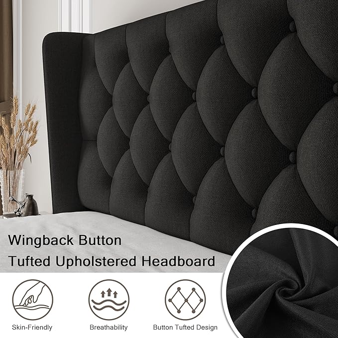 Einhomn Black Queen Size Platform Bed Frame
