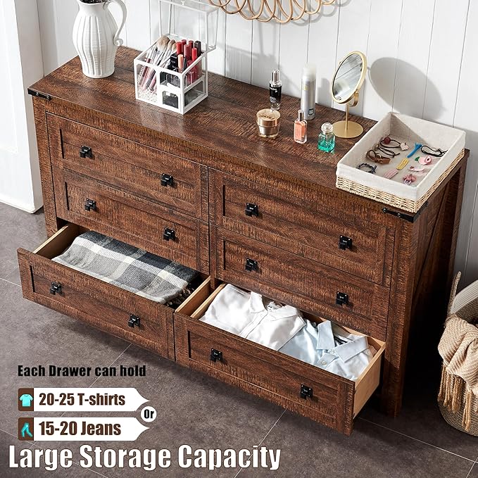 T4TREAM Farmhouse 6 Drawers Dresser