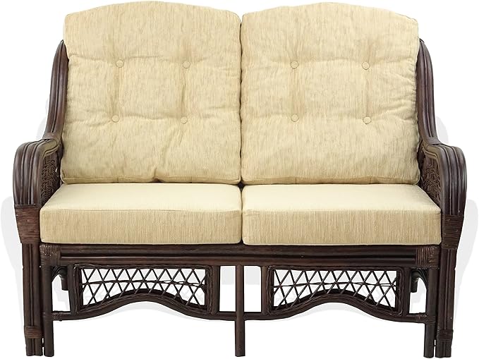 Malibu Lounge Loveseat Sofa Natural Rattan Wicker Handmade Design