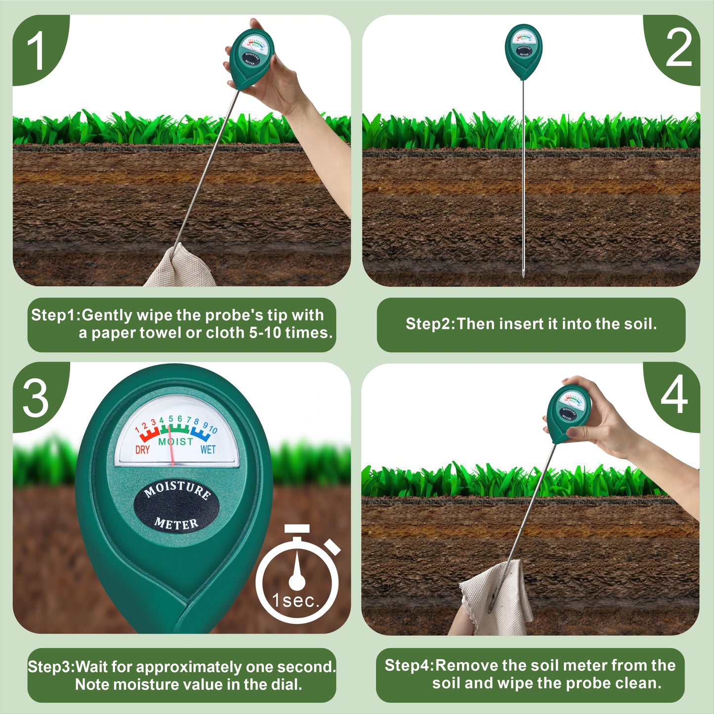 XLUX Long Probe Deep Use Soil Moisture Meter, Water Monitor Indicator Sensor, Hygrometer for Outdoor Indoor Large Pot Plants, Flower, Gardening, Farming