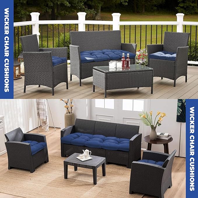 DANGHOOGY Wicker Chair Cushions, Waterproof Outdoor Loveseat Cushions