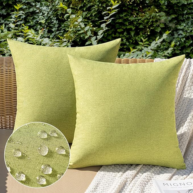 MIULEE Pack of 2 Decorative Outdoor Solid Waterproof Throw Pillow Covers Spring