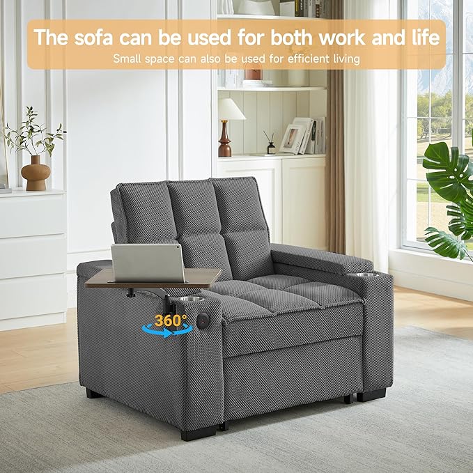 Auvsoce 3-in-1 Folding Convertible Sofa Bed Set of 2, Sleep Couch