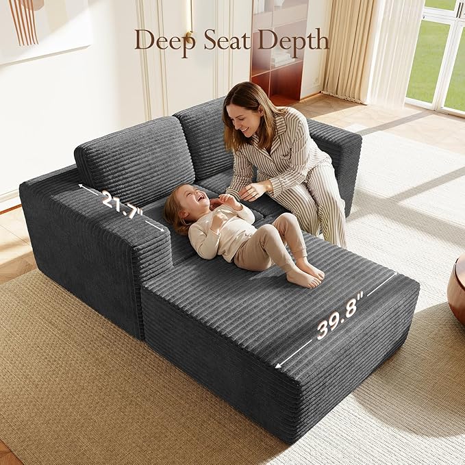 Vesgantti 80" Modular Sectional Sofa, Corduroy Cloud Couch