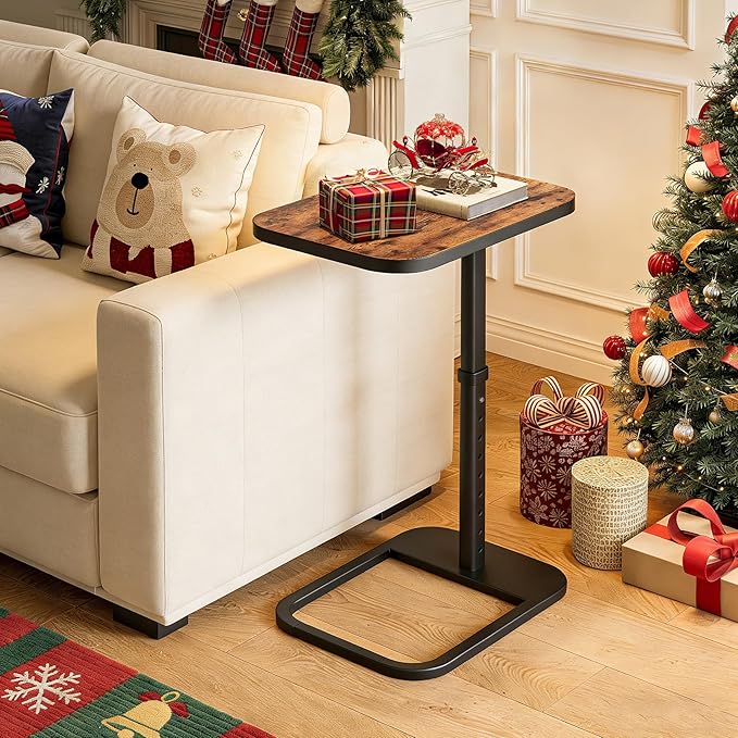 Kitstorack TV Tray Table, Adjustable Height & Flip-Top & Rounded Metal Corners