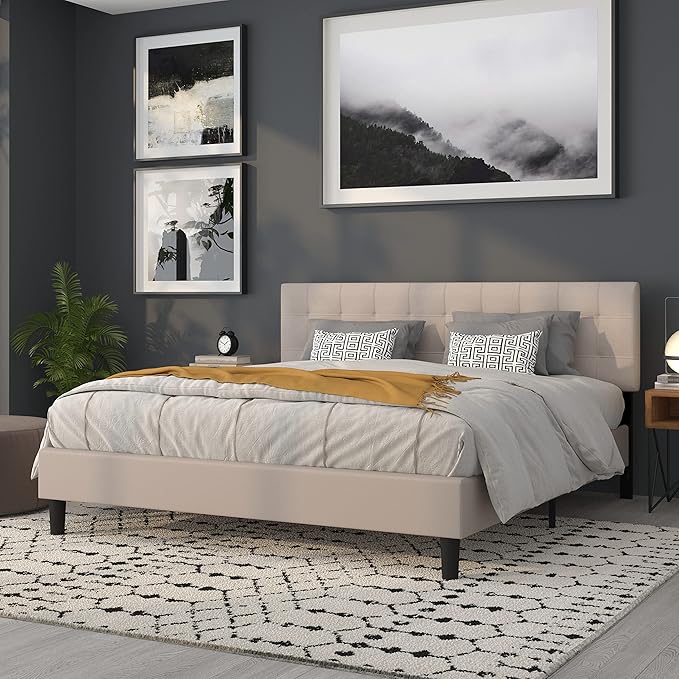 Flash Furniture Bedford Box Stitch Tufted Upholstered King Size Headboard in