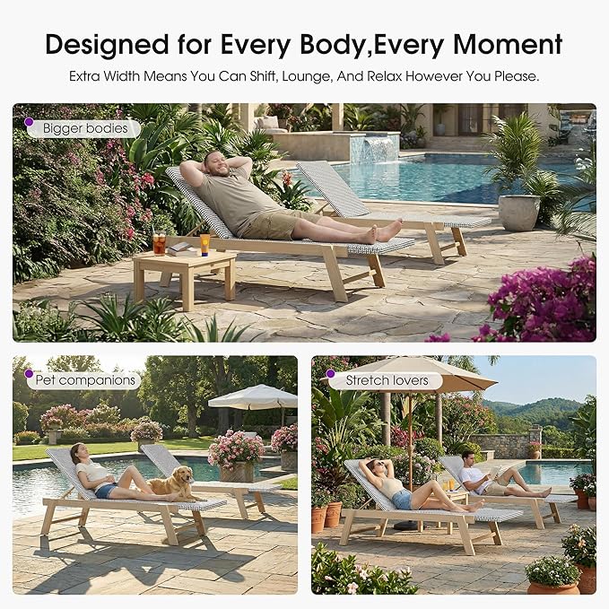 PURPLE LEAF Extra Large Patio Chaise Lounge 2 Pieces French Outdoor Wicker