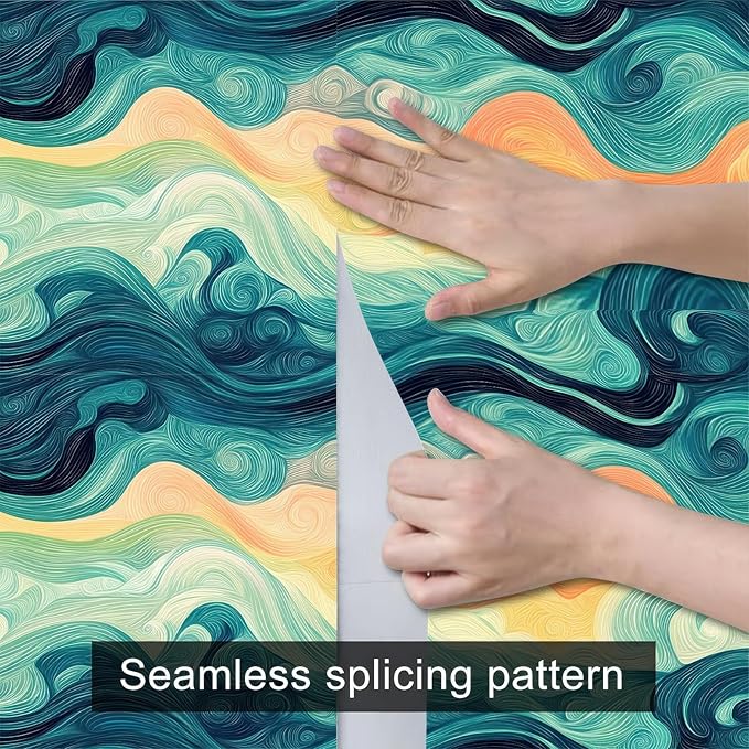 HOMETITUTE Sunset Swirl Landscape Wallpaper Peel and Stick Contact Paper Wall