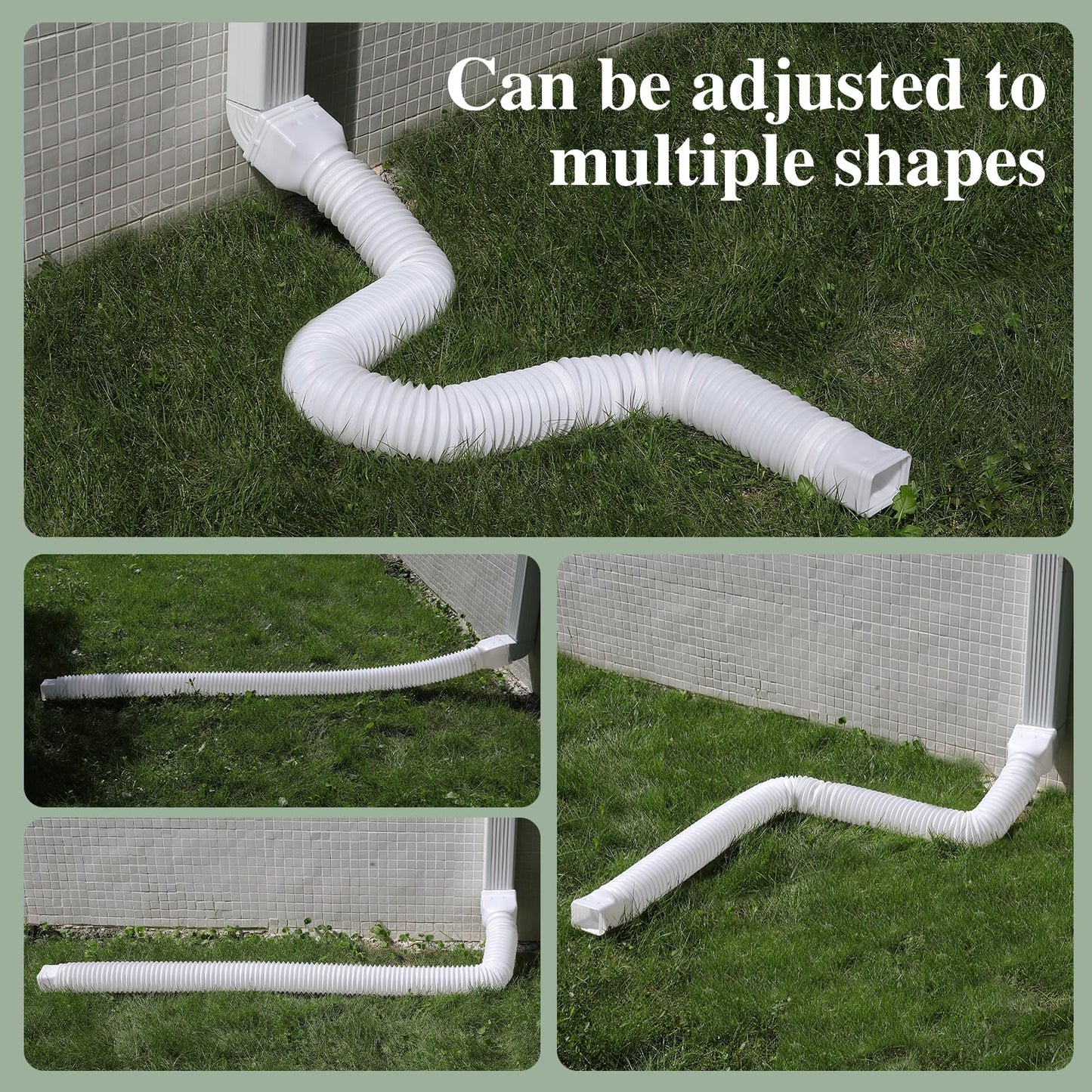 Gutterlix 1 Pack Flexible Gutter Downspout Extensions Extendable from 21" to 67", Downspout Extender Comes with Adapters, Thickened Down spout Drain Extension for Rainwater Drainage(White)