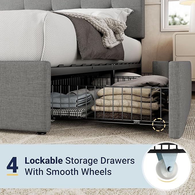 Allewie Upholstered Full Size Platform Bed Frame