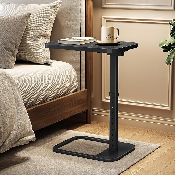 Kitstorack TV Tray Table, Adjustable Height & Rounded Metal Corners, Snack Table