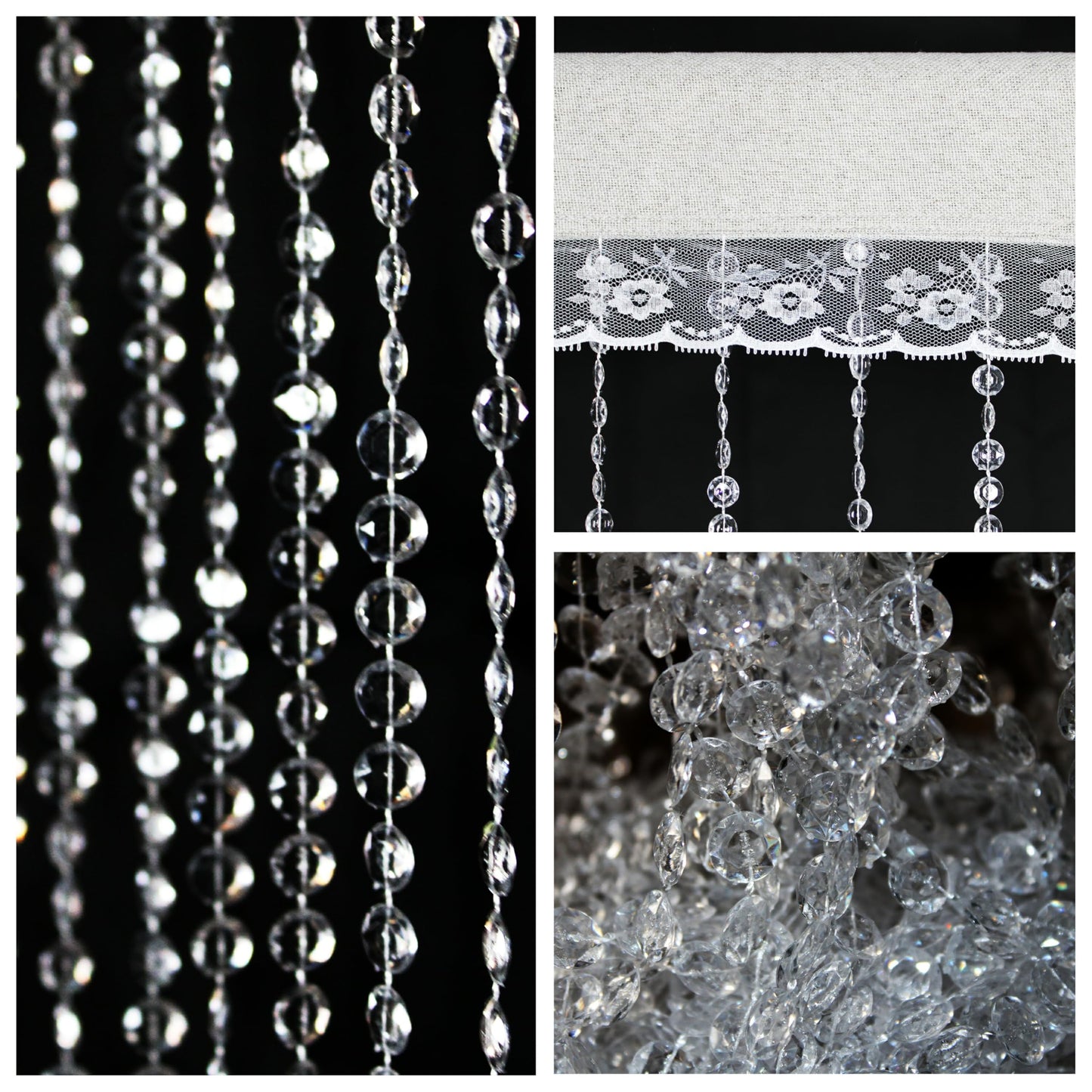 YaoYue Crystal Beaded Curtain Door Curtains Room Divider Hanging Diamond Acrylic Beads for Doorway Hippie Closet Bedroom Wall Window Backdrop Decor (35.5×79in/90×200cm, Crystal)