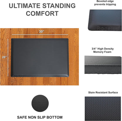 Rocelco 46" Electric Standing Desk Converter with AC Outlet USB Charger and Anti-Fatigue Floor Mat - Motorized Adjustable Sit Stand Riser - Tabletop Workstation Keyboard Tray - Black (R EDRB-46-MAFM)