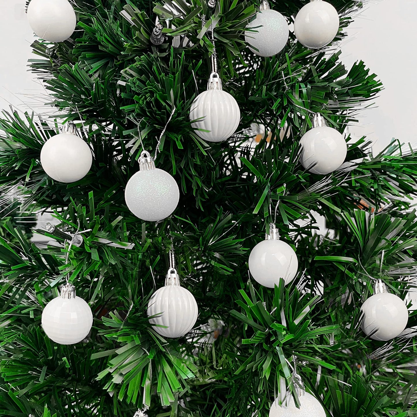 Lulu Home Christmas Ball Ornaments, 34 Ct 1.57" Pre-Strung Hanging Ornament Decorations, Xmas Shatterproof Plastic Balls for Holiday Party Wreath Garlands Trees, White