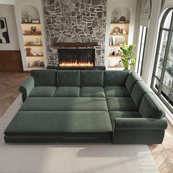 118" L-Shaped Sleeper Couch Bed