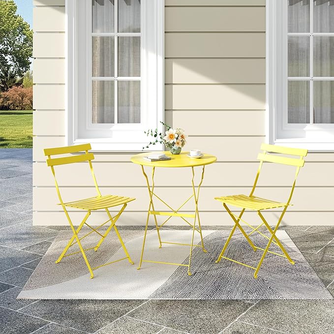 Bistro Table and Chairs Set of 2, 3 Piece Outdoor/Indoor Folding Patio Bistro