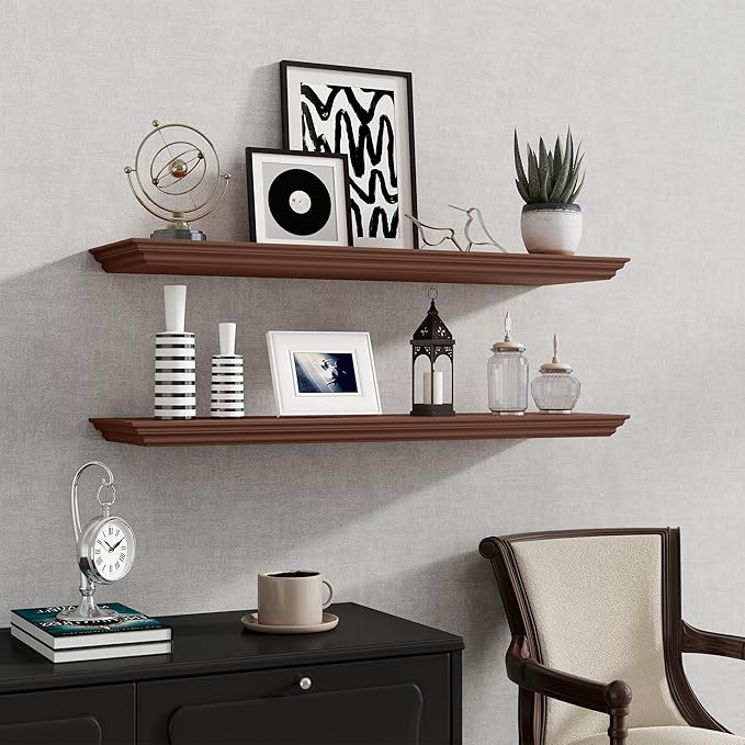 Fun Memories Floating Shelves 36 Inch Long, 9.3 Inch Deep Classic Crown Molding