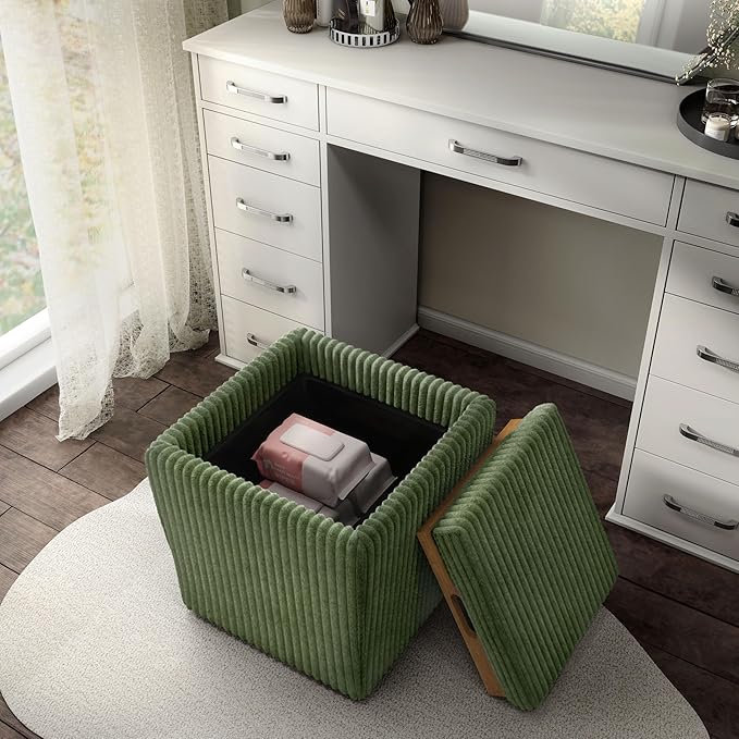 Furniture of America Lennox Modern Chenille 17-inch Square Storage Ottoman