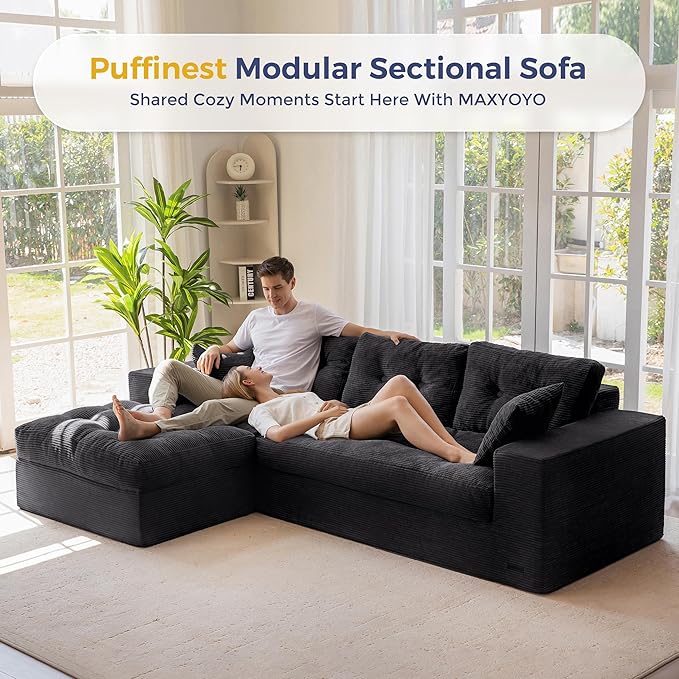 MAXYOYO 104" L Shaped Modular Sectional Sofa