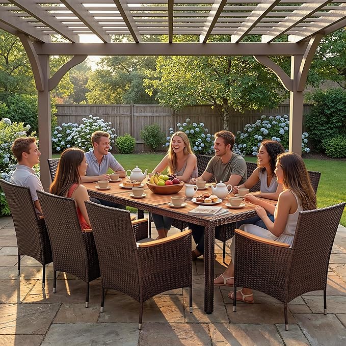 Devoko Outdoor Patio Dining Sets 9 Pieces Wicker Outdoor Dining Table and