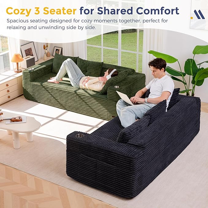 MAXYOYO 79" Oversized Boneless Loveseat Sofa Couch