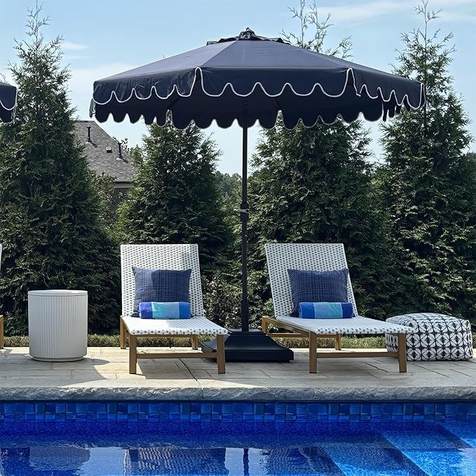 PURPLE LEAF Patio Chaise Lounge French Outdoor Lounger 1 Piece Wood-Grain