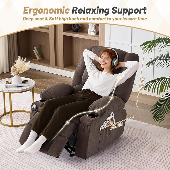 Rocker Recliner Chair with Massage and Heat, Nursery Rocking Chairs