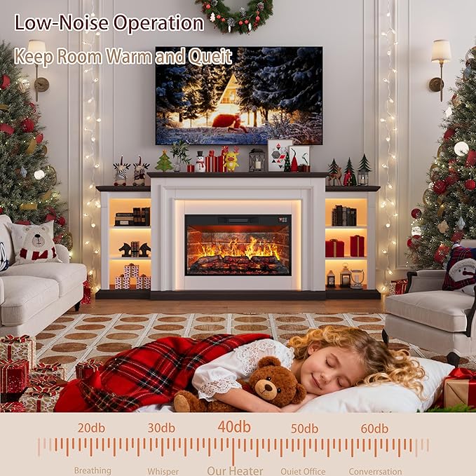 80" LED Lights Electric Fireplace