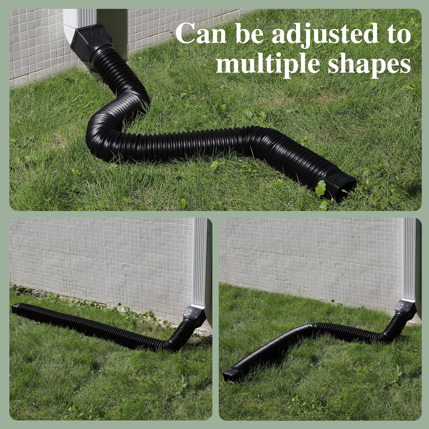Gutterlix 1 Pack Flexible Gutter Downspout Extensions Extendable from 21" to 67", Downspout Extender Comes with Adapters, Thickened Down spout Drain Extension for Rainwater Drainage(Black)