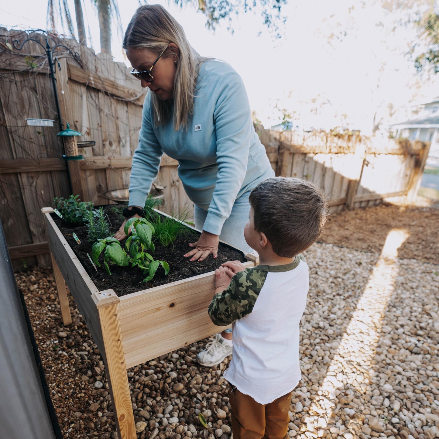 Backyard Expressions Wooden Raised Garden Bed | 48" x 24" x 30" Elevated Planter Box with Included Bed Liner | Outdoor Vegetable, Flower, and Herb Gardening