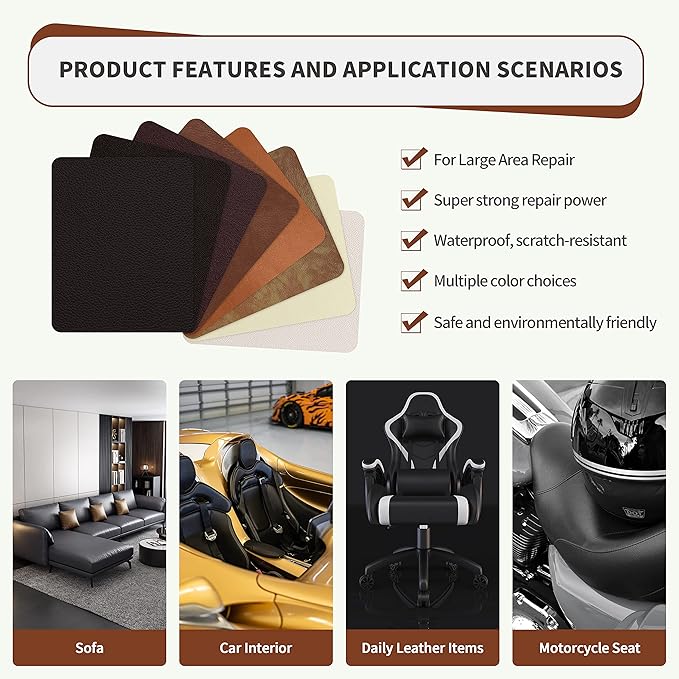 ONine Leather Repair Patch, Self-Adhesive Couch Patch