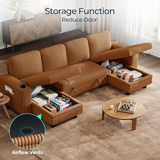 LINSY HOME Sectional Sleeper Sofa Pull Out Couches