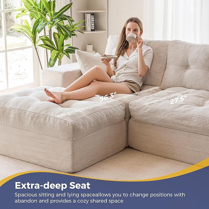 MAXYOYO 104" L Shaped Modular Sectional Sofa