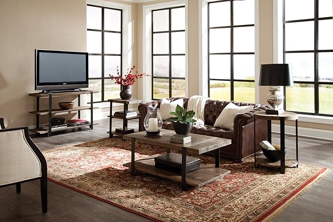 Alaterre Furniture Stowe 42-Inch Reclaimed Wood Coffee Table, Durable Metal Legs