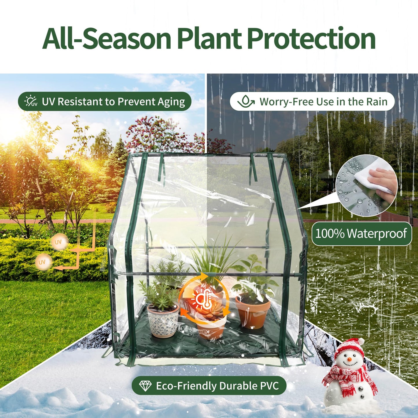 PROWORX Mini Greenhouse 36"x36"x42" Plant Cover Tent Seed Starting Waterproof Floor Mat Small Plant Tent for Use on Patio Balcony Porch & Indoors/Outdoors