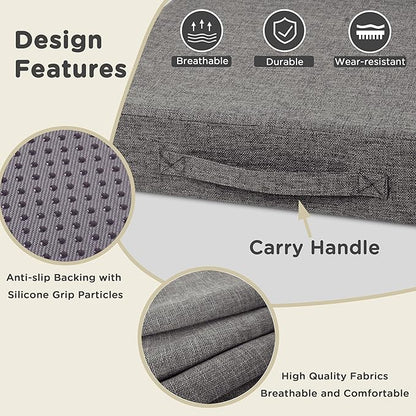 AddGrace Recliner Cushions for Elderly Thick Seat Cushion 20"x20"x4" Chair Pads with Non Slip Backing and Washable Cover for Couch Armchair Chairs Light Grey