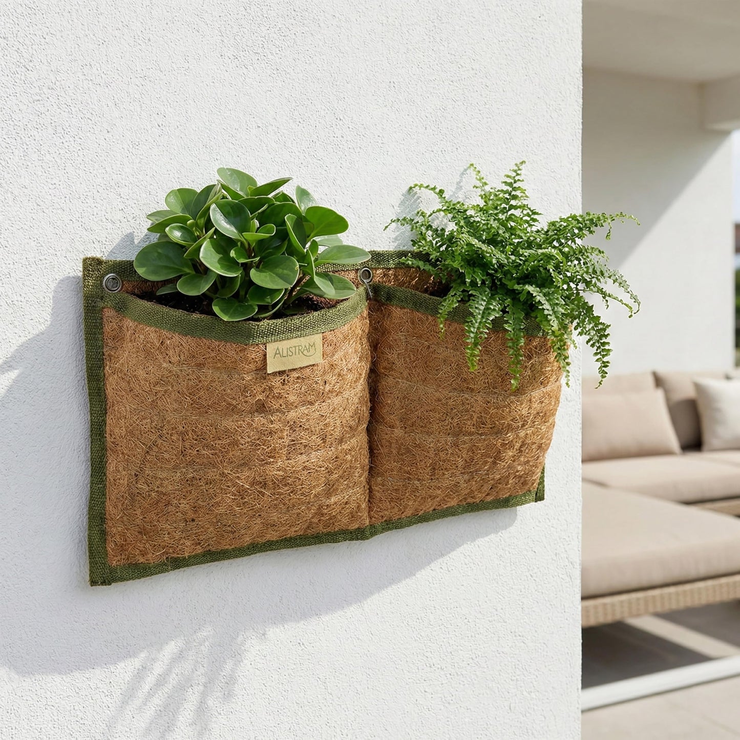 Austram Wall Hanging Planter, 2 Pocket, Hanging herb Planter, wall Mounted Plant Holder, Vertical herb Garden, Plant Hanger Indoor, Boho Kitchen Decor, Porch and Balcony Decor, Fence planters