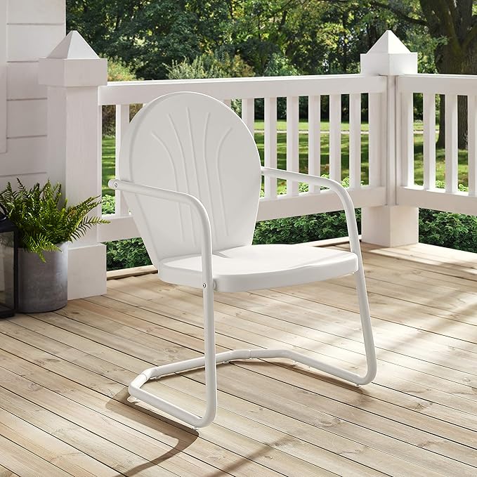 Crosley Furniture Griffith Outdoor Chair, Retro Metal Patio Chairs