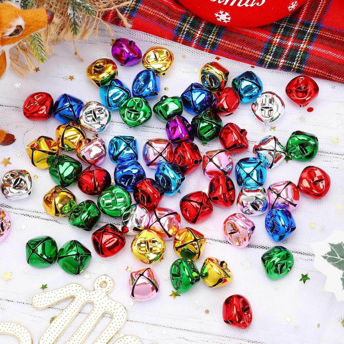 Augshy 4/5 Inch Jingle Bells for Crafts,120 Pcs Small Christmas Tiny Bell
