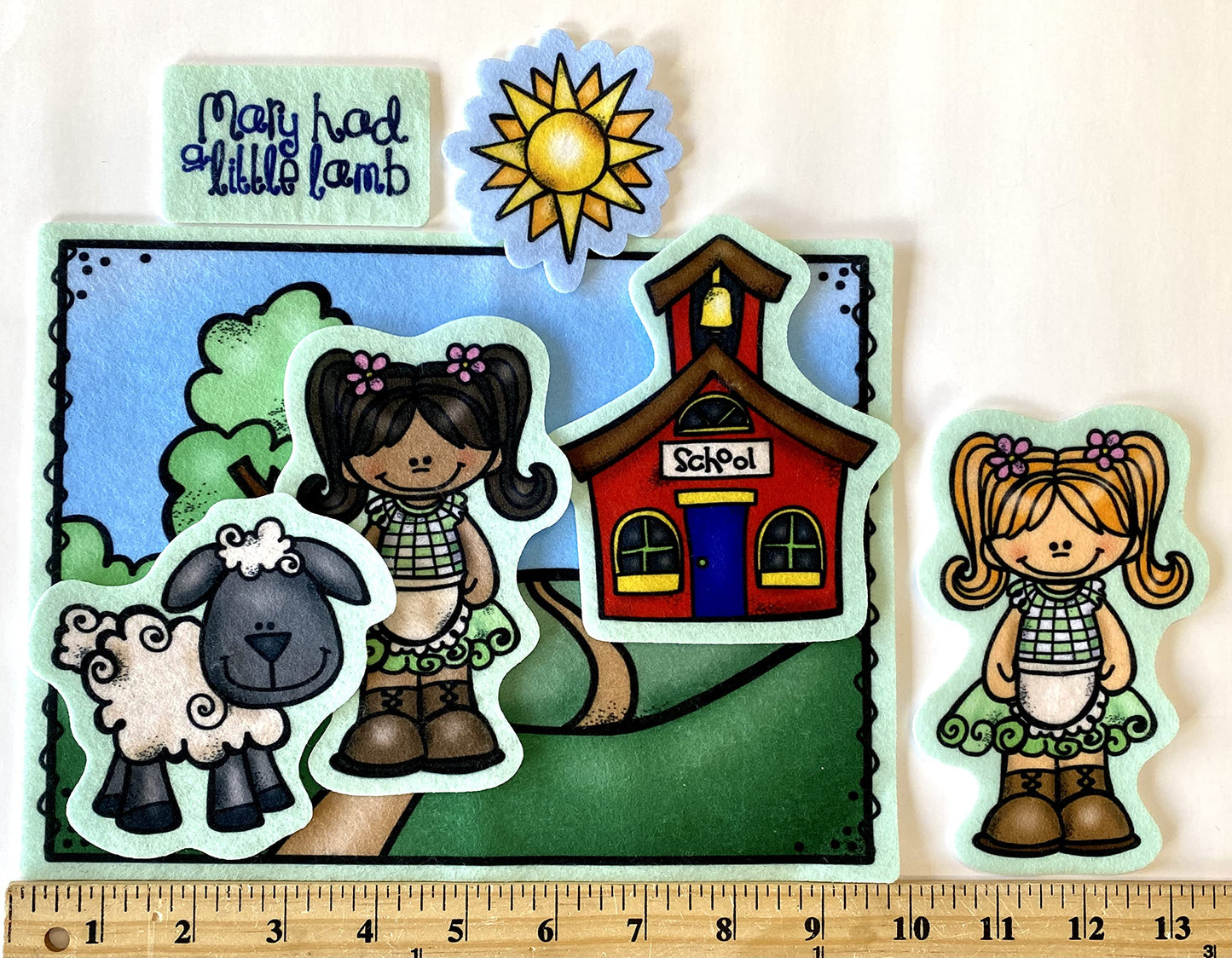 Mary Had A Little Lamb 7 Precut Felt Figures for Flannel/Felt Board Stories Nursery Rhymes Preschool