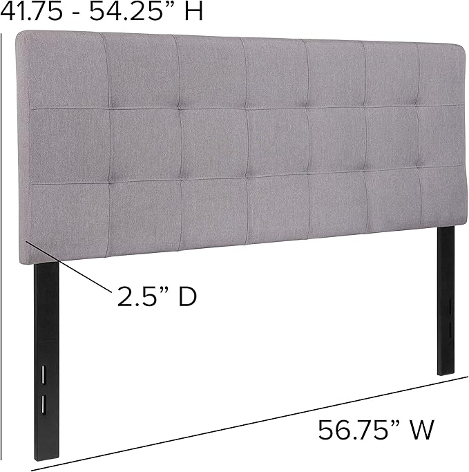 Flash Furniture Bedford Tufted Upholstered Full Size Headboard in Light Gray