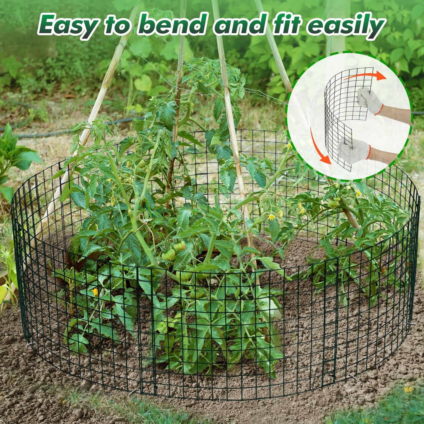 Alphatool 5 Packs Plant Protectors from Animals - 15pcs 17''L*12''H Easy to Bend Chicken Wire Nets Plant Cages Covers for Rabbits Squirrels Deers, Garden Bunny Barricades with Ties, Stakes, Gloves