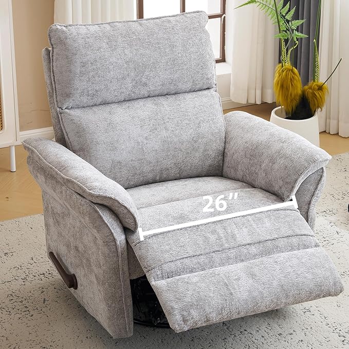 Oversized Glider Rocker Recliner, Chenille Rocking Nursery Chair