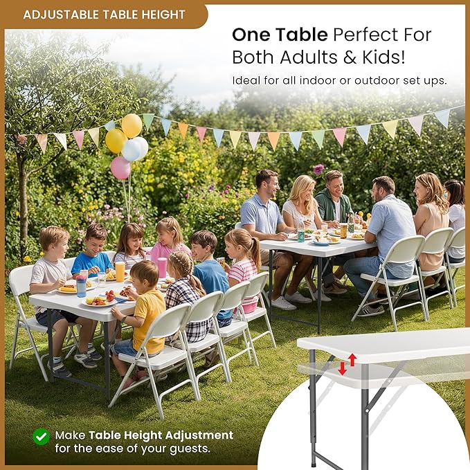 5.5 Feet ADJUSTABLE Foldable Table