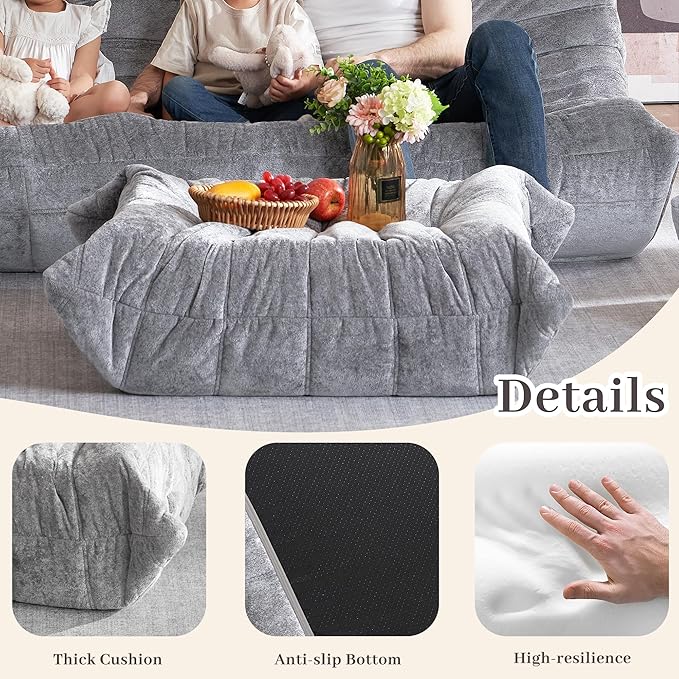 Bean Bag Ottoman, Memory Foam Lazy Bean Bag Sofa, Fireside Chair Foot Rest
