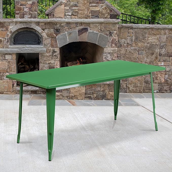 Flash Furniture Charis Commercial Grade 31.5" x 63" Rectangular Green Metal